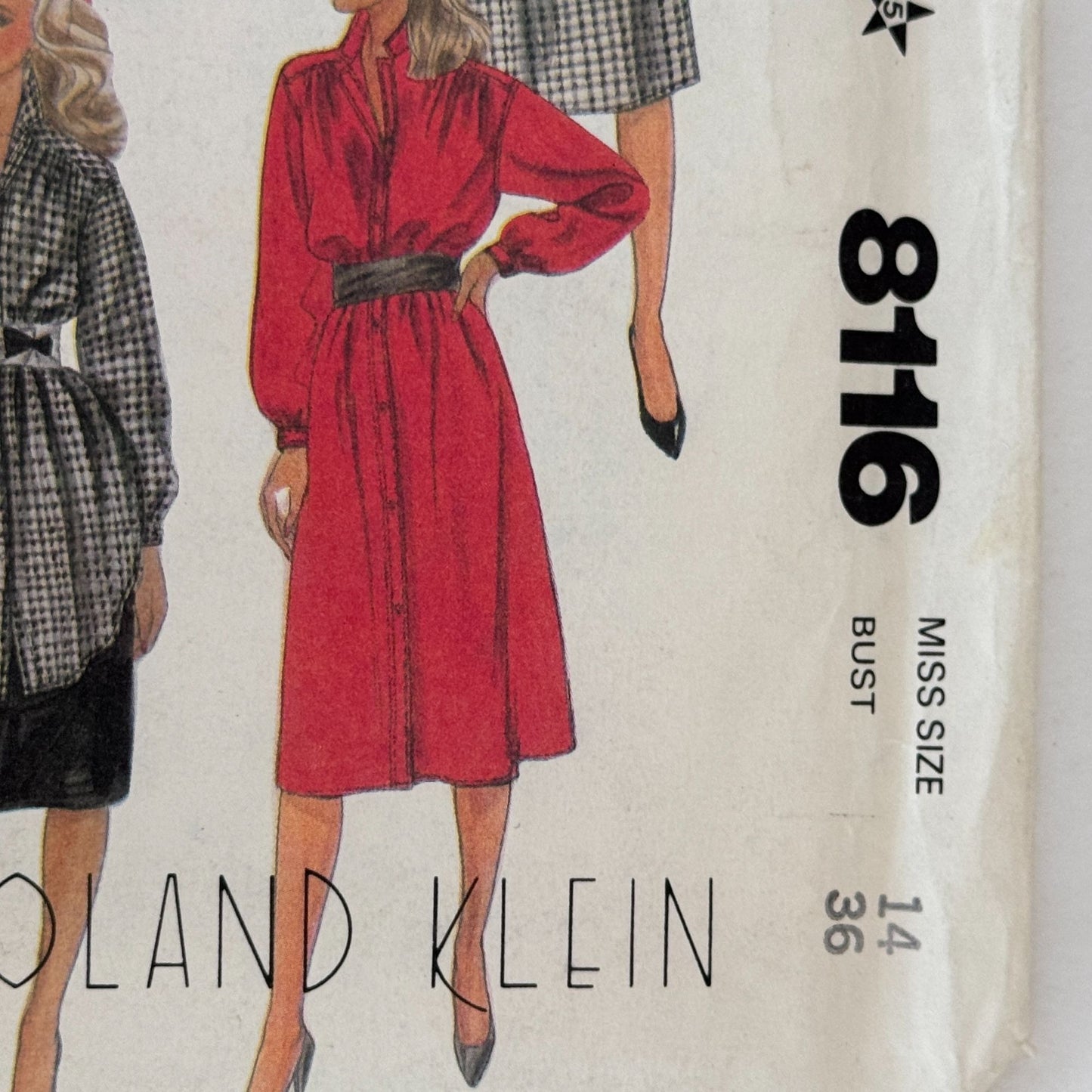 McCalls Sewing Pattern 8116 80s Power Dress Tunic Top Vintage 14 Office Glam Uncut