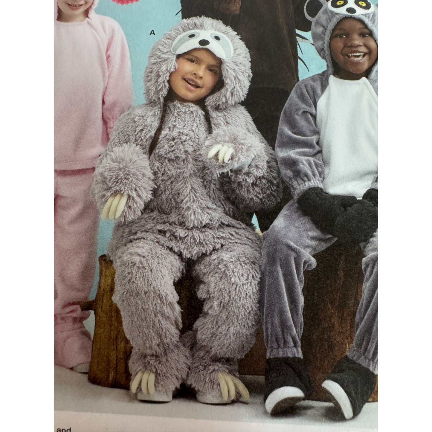 Simplicity Sewing Pattern S9842 Kids Animal Costumes Sloth Porcupine Lemur 3-8