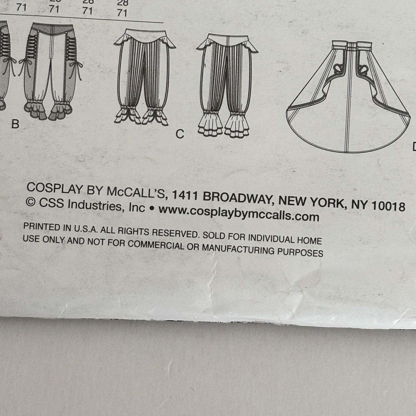 Cosplay by McCalls Sewing Pattern M2085 Wayfaress Pirate Costume Steampunk Pants Skirt 14-22 Uncut