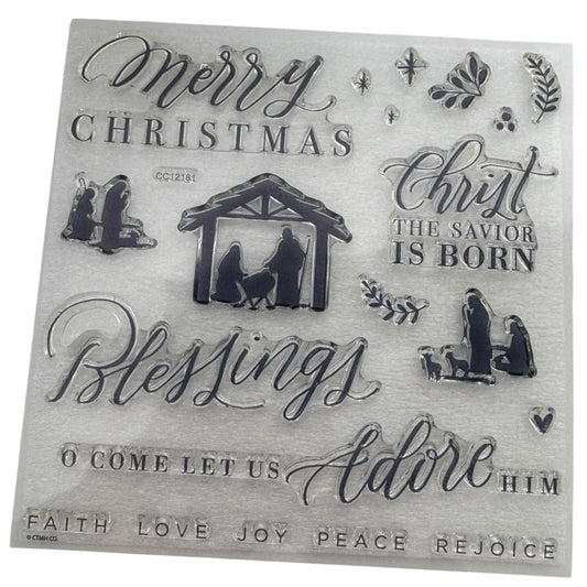 CTMH Acrylic Stamp Set Christmas Blessings Nativity Adore Him Religious CC12181