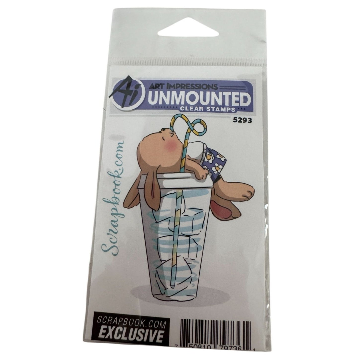 Art Impressions Clear Stamp Bunny Drink Cup Thirsty Cardmaking Scrapbook Exclusive