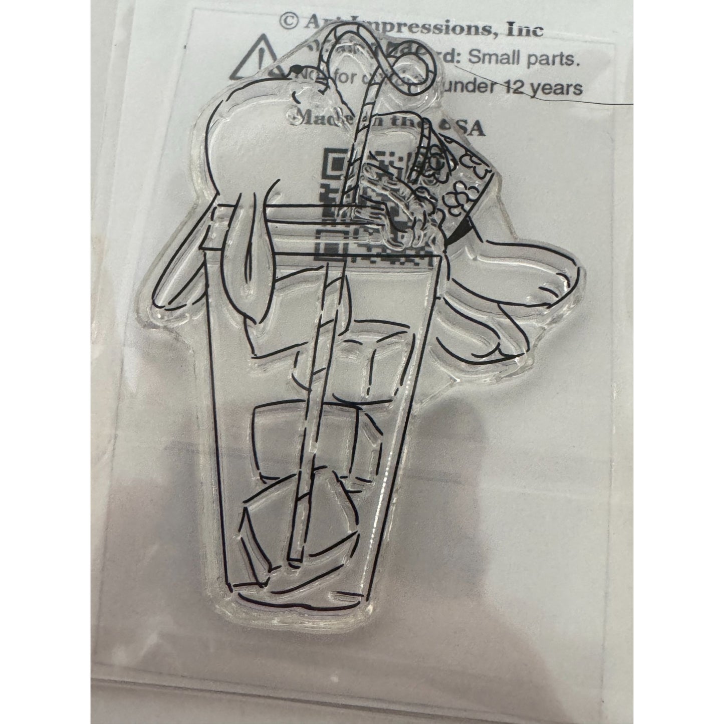 Art Impressions Clear Stamp Bunny Drink Cup Thirsty Cardmaking Scrapbook Exclusive