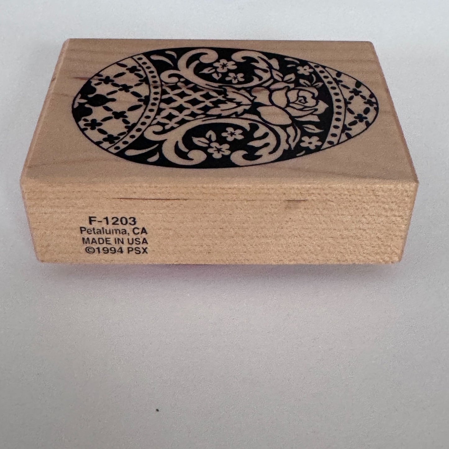 PSX Rubber Stamp Easter Egg Decorated Oval Rose Flower Wood Mounted Cardmaking Spring