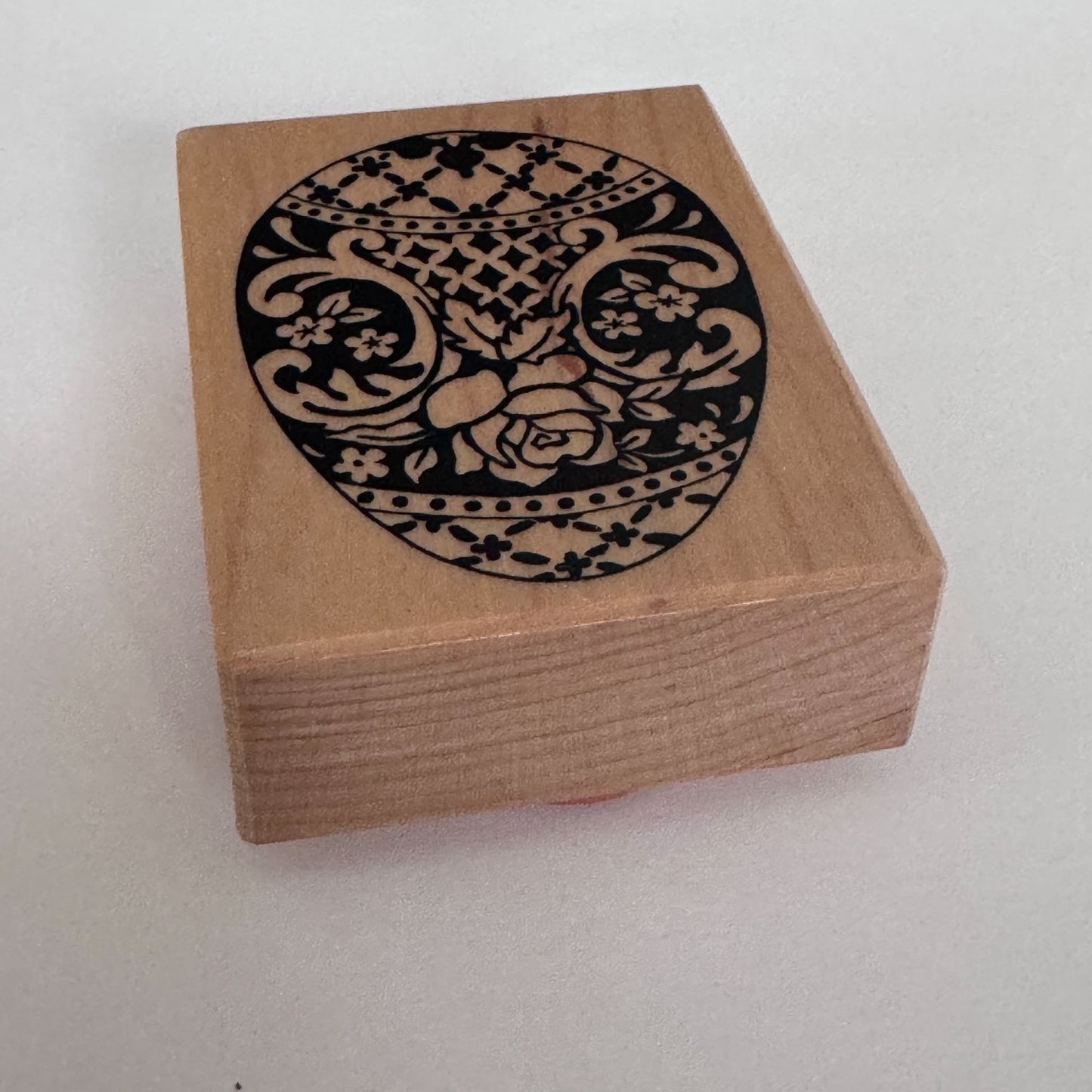 PSX Rubber Stamp Easter Egg Decorated Oval Rose Flower Wood Mounted Cardmaking Spring