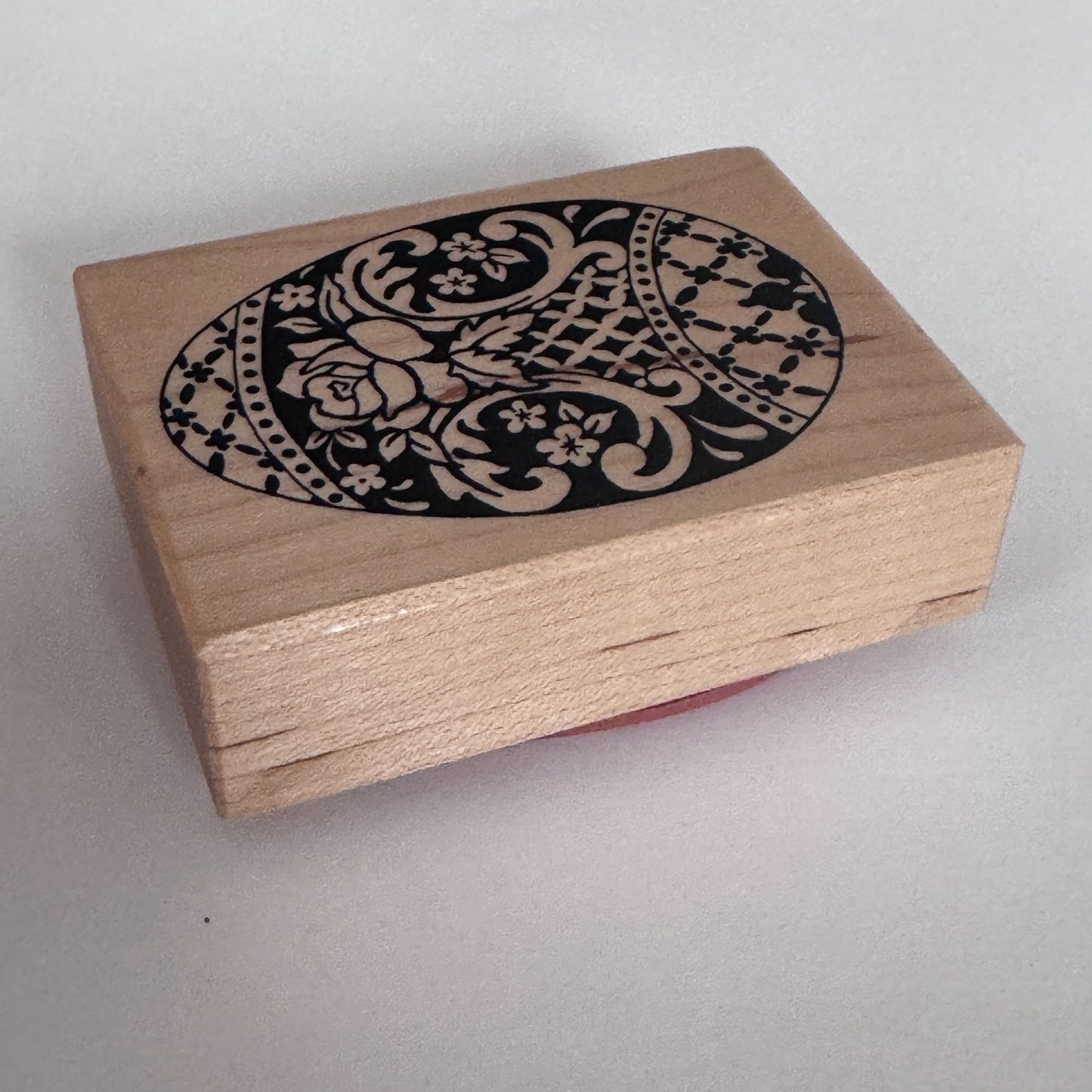 PSX Rubber Stamp Easter Egg Decorated Oval Rose Flower Wood Mounted Cardmaking Spring