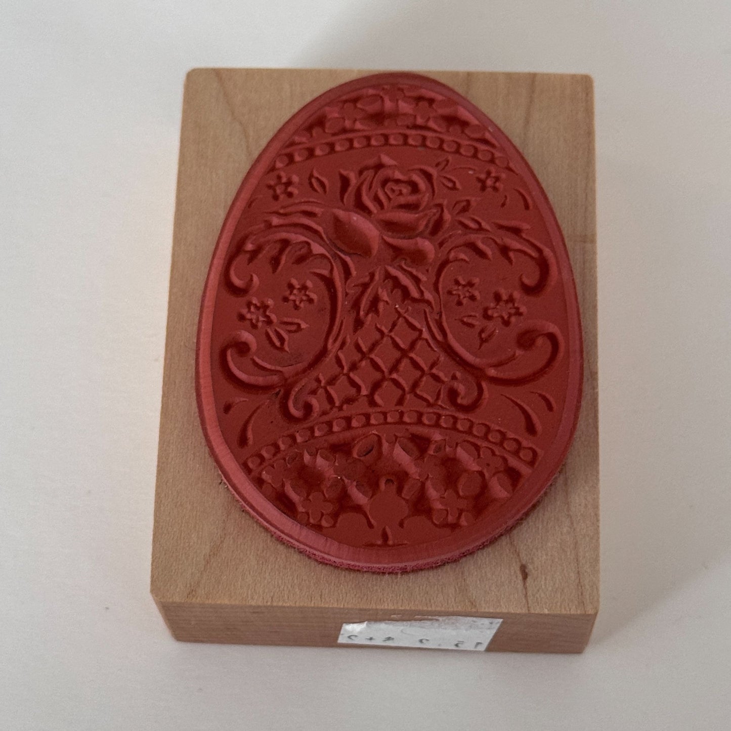 PSX Rubber Stamp Easter Egg Decorated Oval Rose Flower Wood Mounted Cardmaking Spring