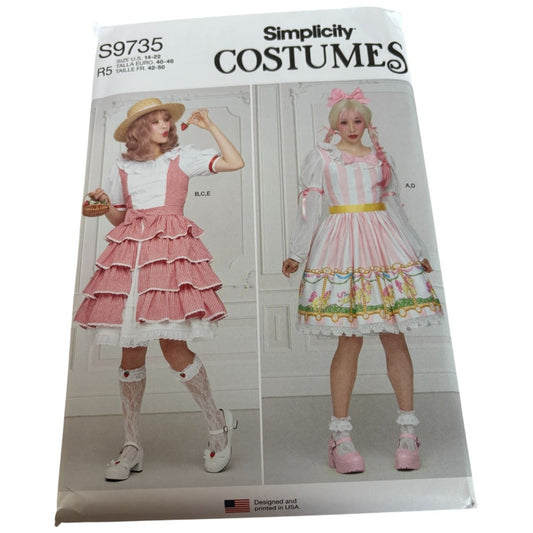 Simplicity Sewing Pattern S9735 Costume Ruffled Jumper Kawaii Dress 14-22 Uncut