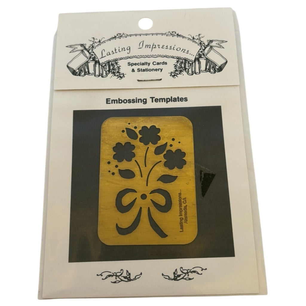 Lasting Impressions Embossing Template Flower Bouquet Bow Floral Metal Stencil