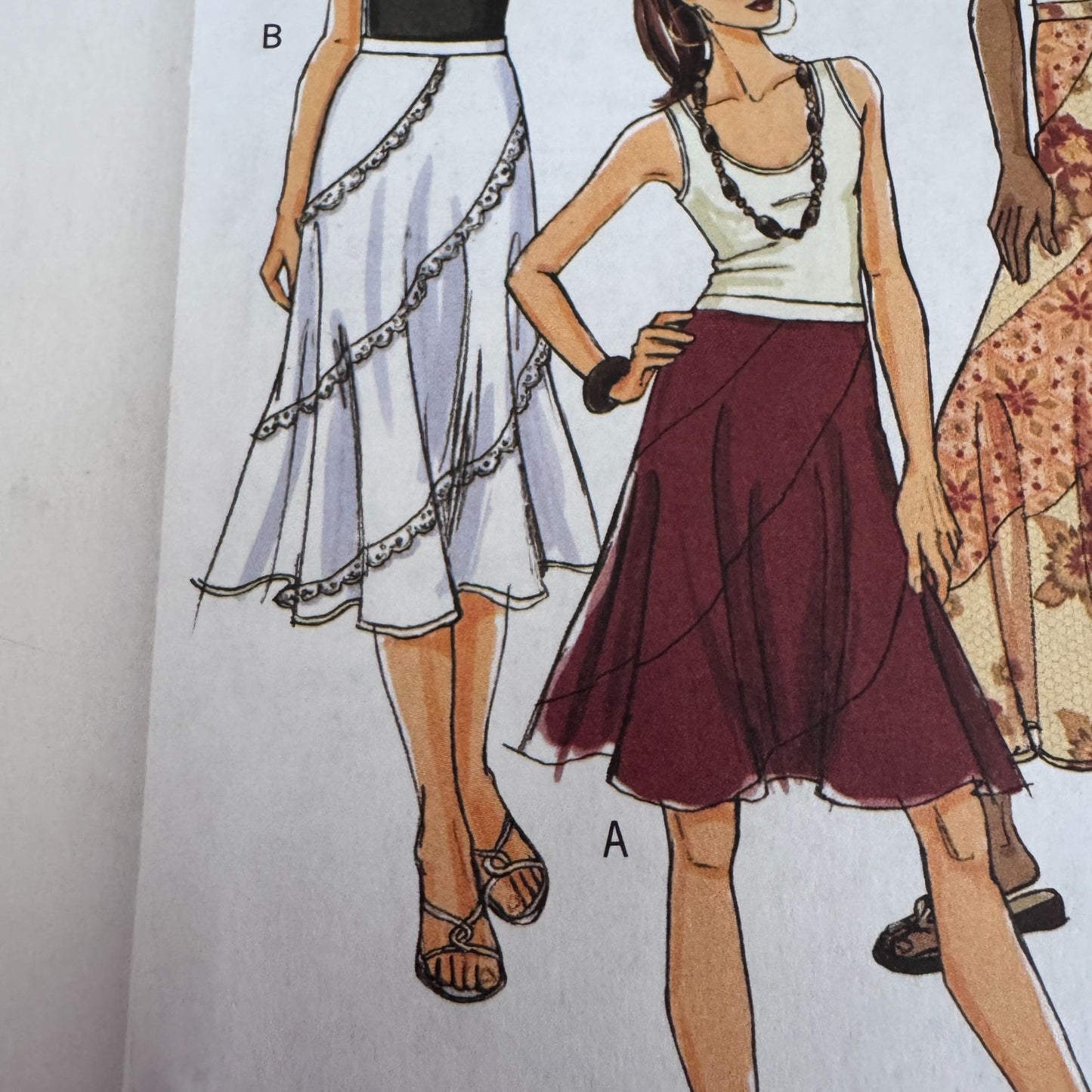 Butterick Sewing Pattern B5042 Boho Asymmetrical Skirt Y2K 2000s Style 8-14 Uncut Easy Modest