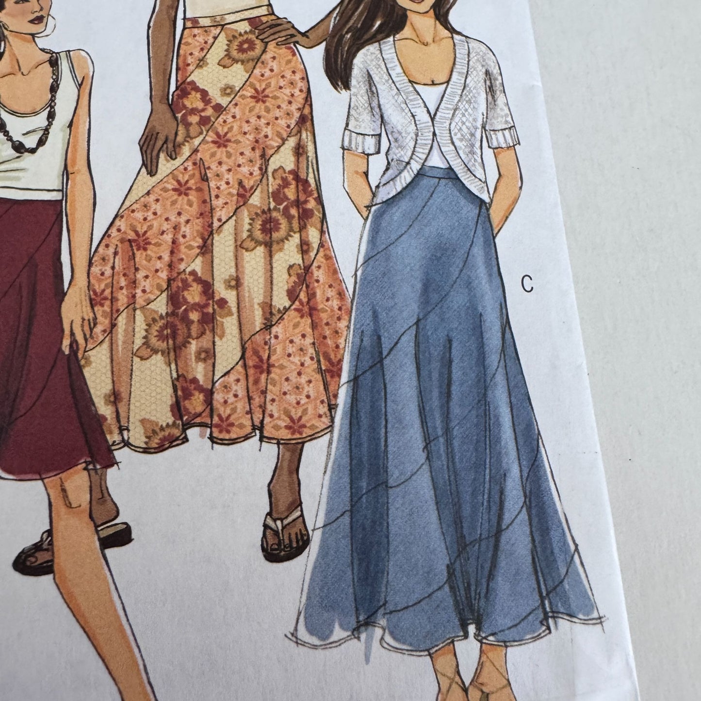 Butterick Sewing Pattern B5042 Boho Asymmetrical Skirt Y2K 2000s Style 8-14 Uncut Easy Modest