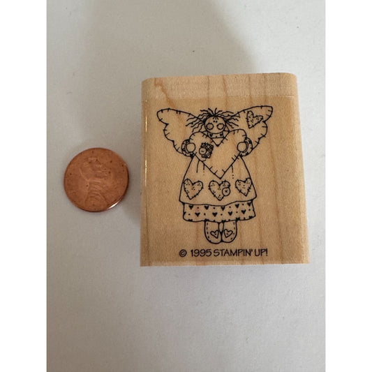 Stampin Up Rubber Stamp Angel Heart Country Folk Art Valentines Day Card Making