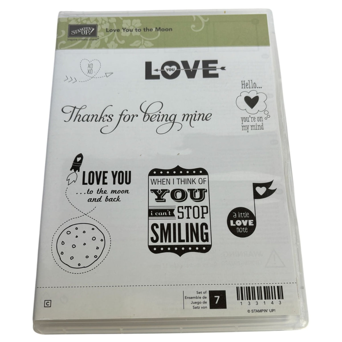 Stampin Up Love You To The Moon and Back Rubber Stamp Set Romantic Sentiments 7