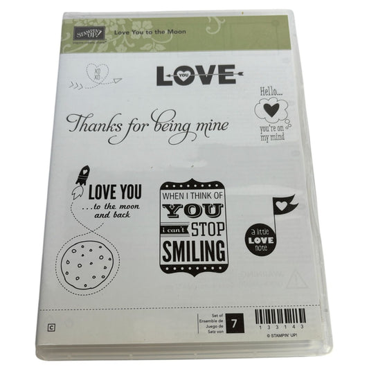 Stampin Up Love You To The Moon and Back Rubber Stamp Set Romantic Sentiments 7
