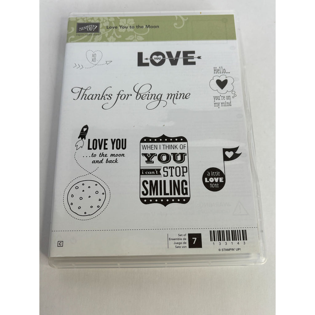 Stampin Up Love You To The Moon and Back Rubber Stamp Set Romantic Sentiments 7