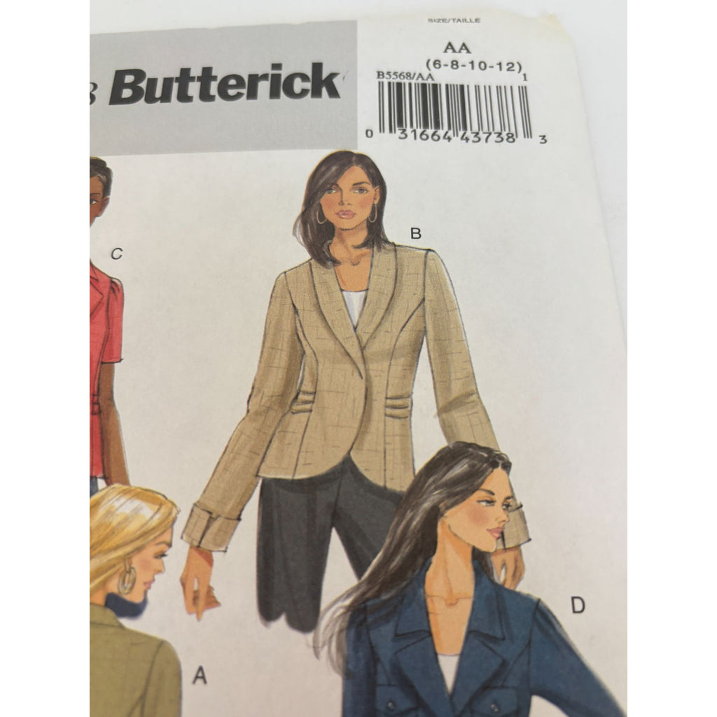 Butterick Sewing Pattern B5568 Misses Fitted Jackets Work Career Size 6-12 Uncut