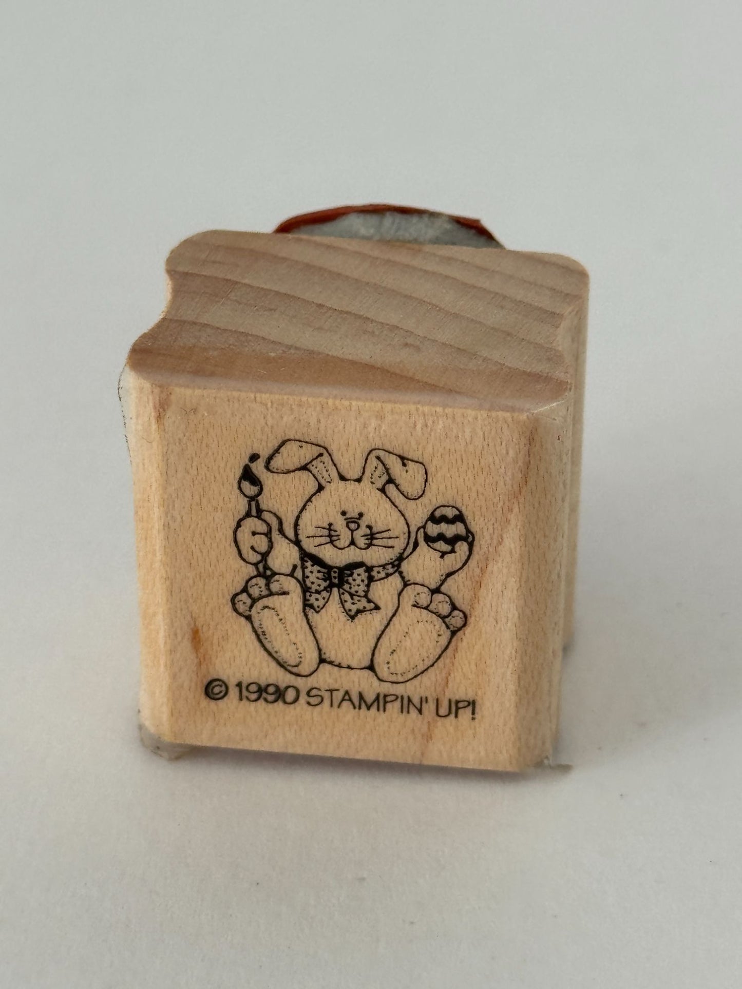 Stampin Up Rubber Stamp Bunny Rabbit Decorating Easter Egg Paintbrush Small Cute
