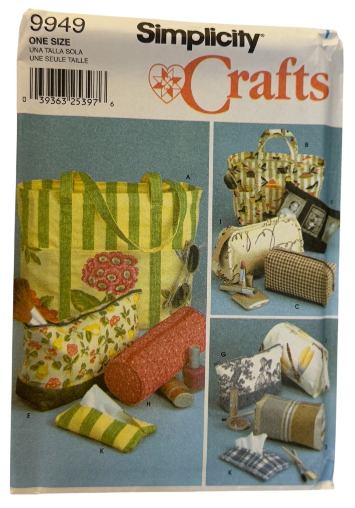 Simplicity Sewing Pattern 9949 Crafts Tote Bag Cosmetic Bags Travel Vacation UC