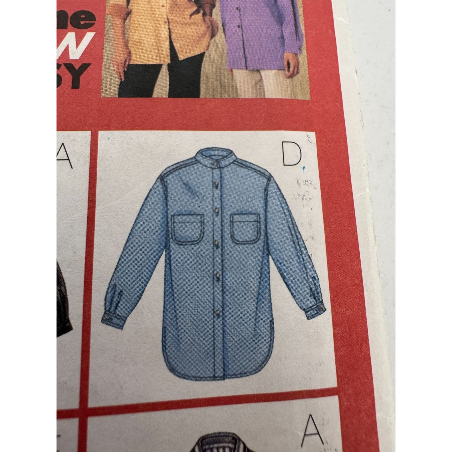 Butterick Sewing Pattern 3198 Oversized Shirt Front Button 8 10 12 Nine Sew Easy