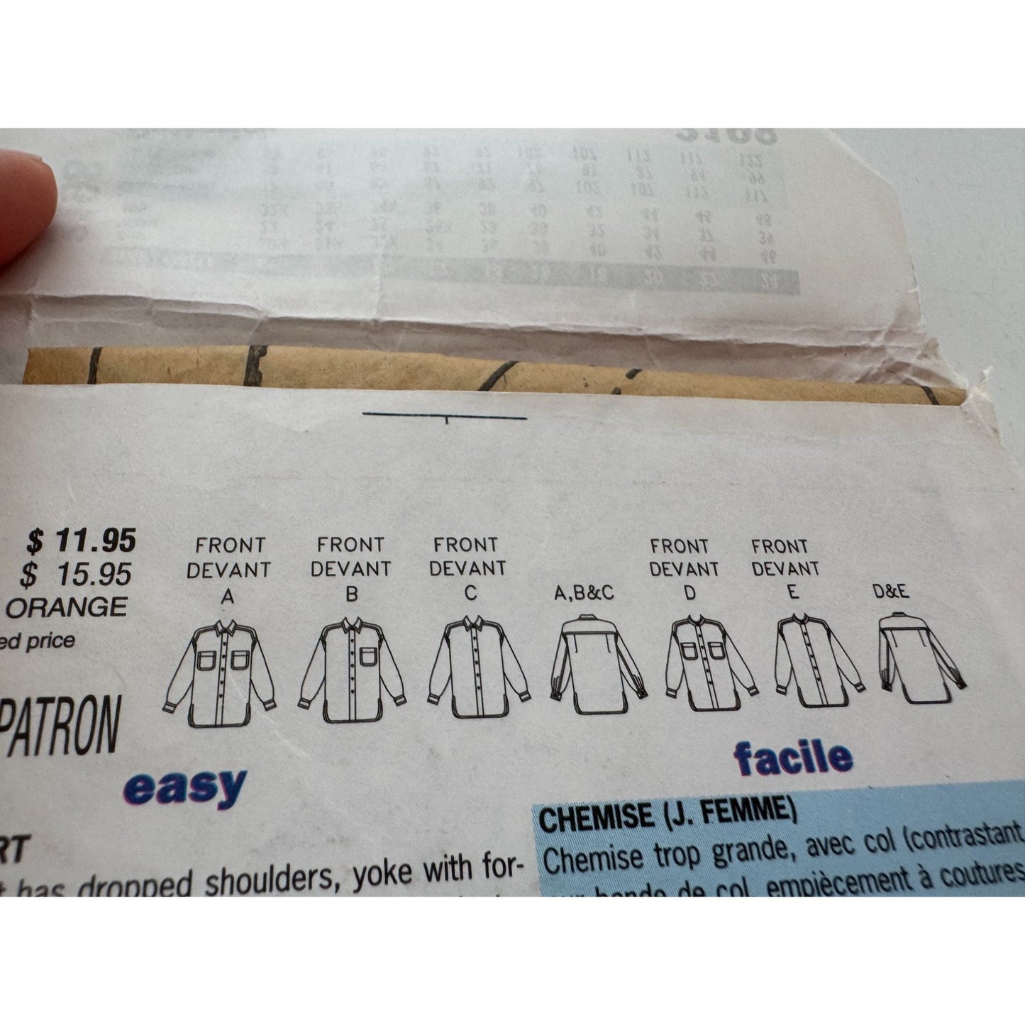 Butterick Sewing Pattern 3198 Oversized Shirt Front Button 8 10 12 Nine Sew Easy