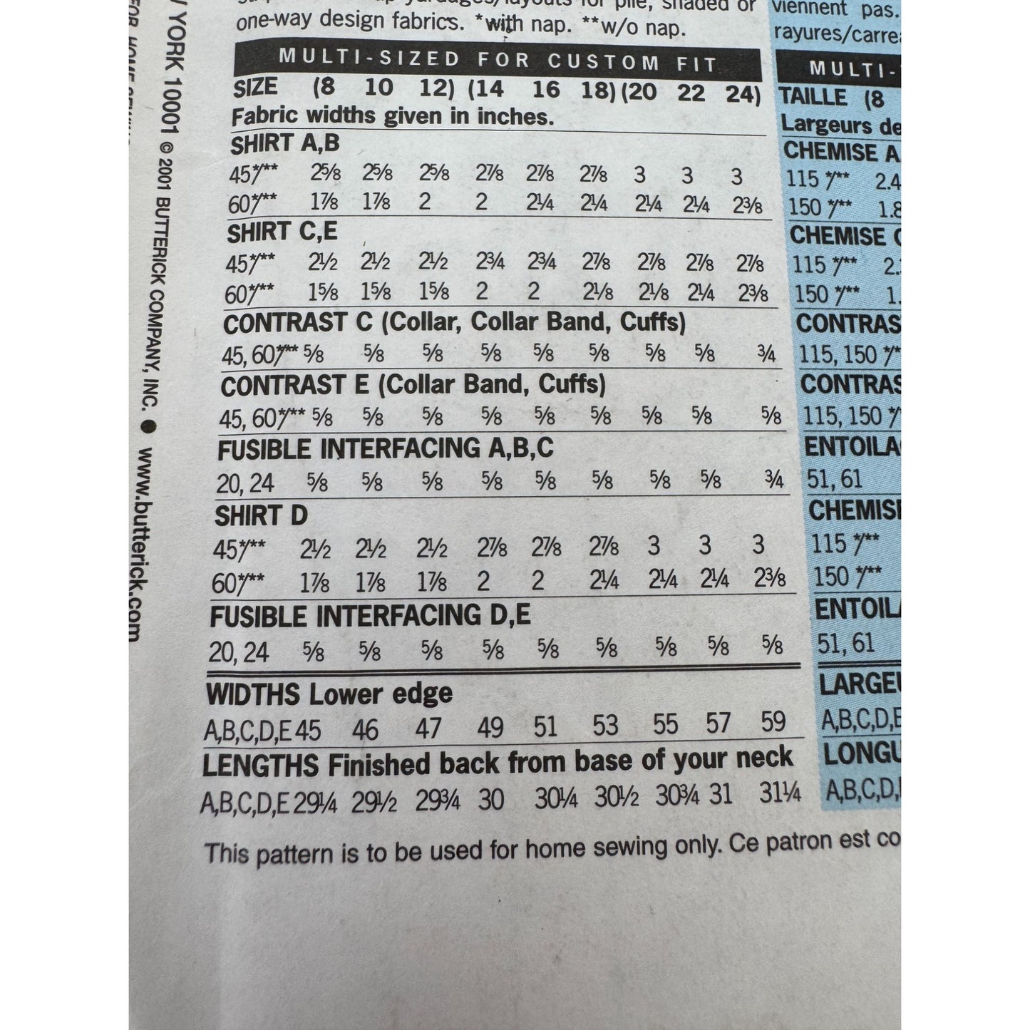 Butterick Sewing Pattern 3198 Oversized Shirt Front Button 8 10 12 Nine Sew Easy