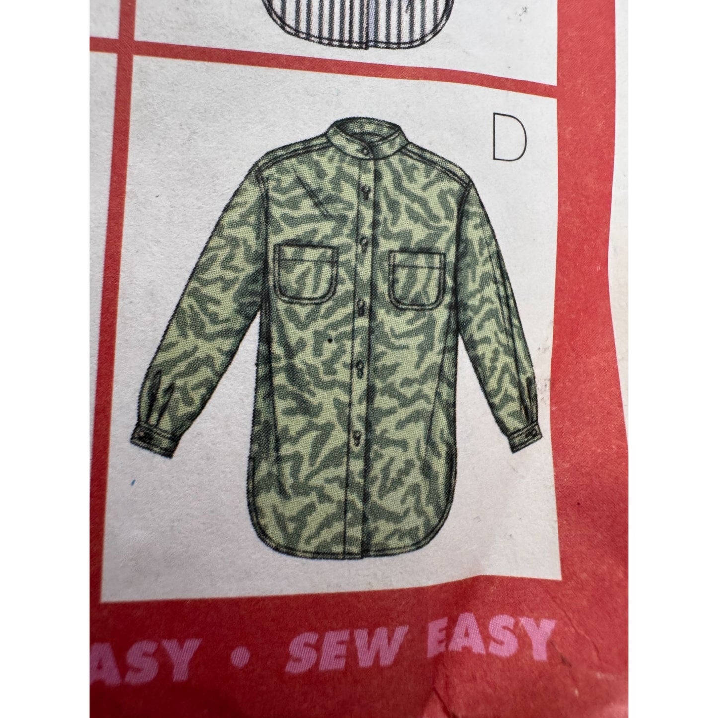 Butterick Sewing Pattern 3198 Oversized Shirt Front Button 8 10 12 Nine Sew Easy