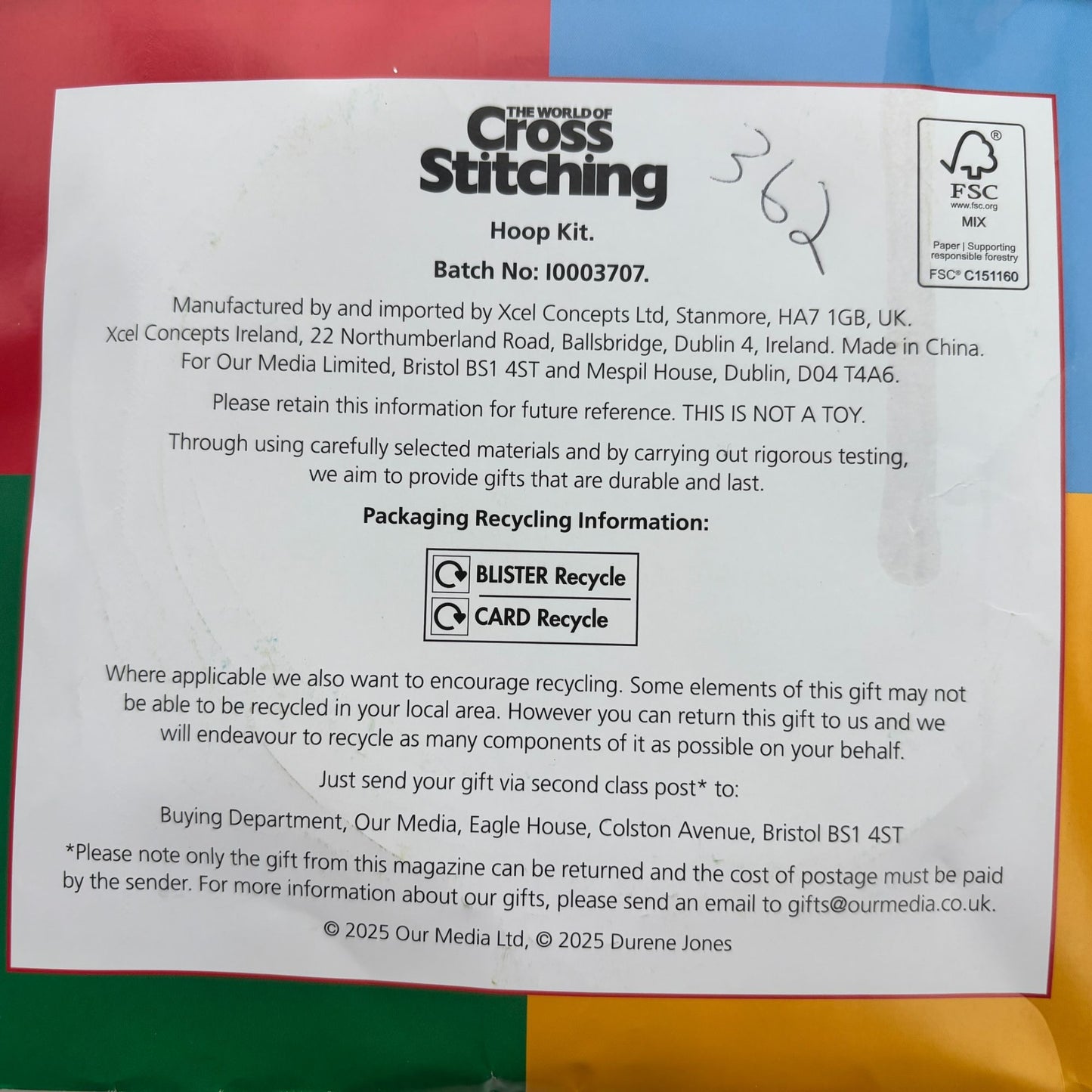 Sweet Kite Flying Cross Stitch Hoop Kit The World of Cross Stitching Beginner DIY Needlework