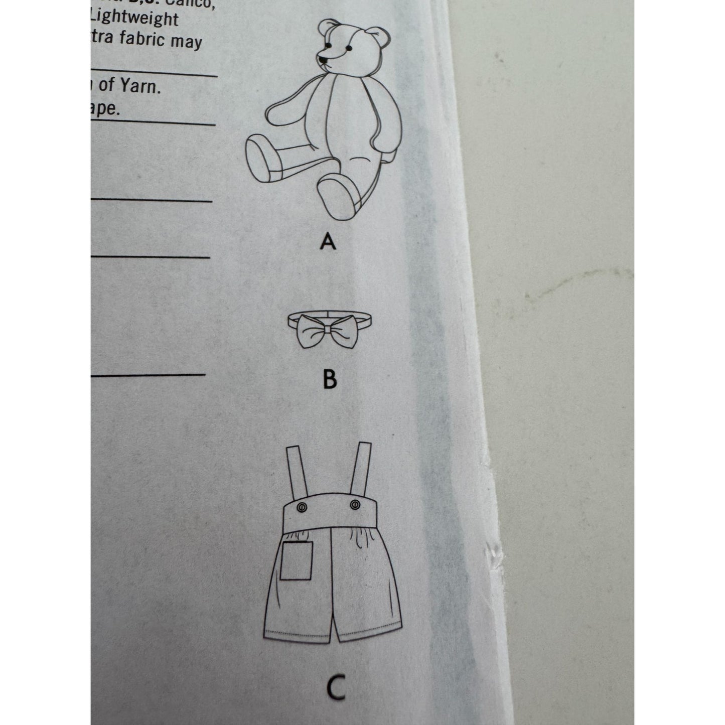 Kwik Sew Sewing Pattern K4389 Stuffed Teddy Bear Clothes Bow Tie Doll Clothing