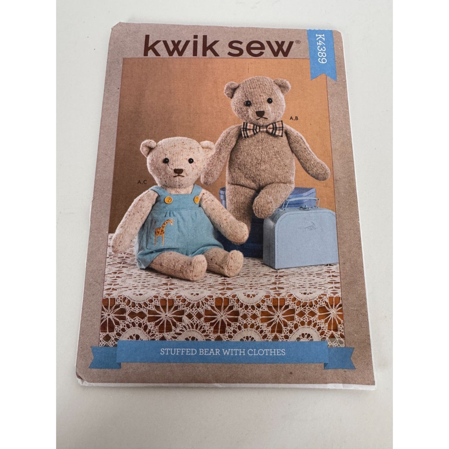 Kwik Sew Sewing Pattern K4389 Stuffed Teddy Bear Clothes Bow Tie Doll Clothing