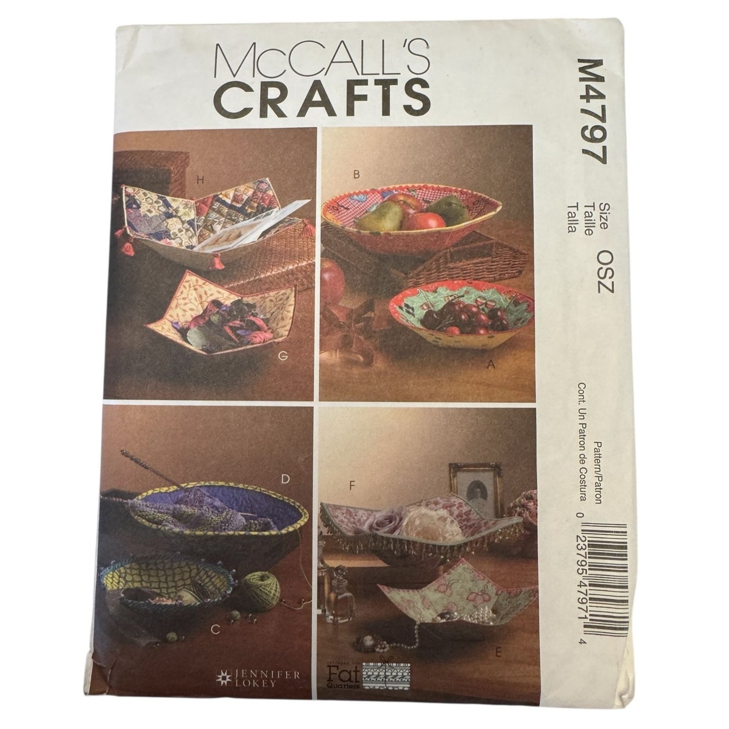 McCalls Sewing Pattern M4797 Fabric Bowl for Fat Quarters Table Decor Home Uncut