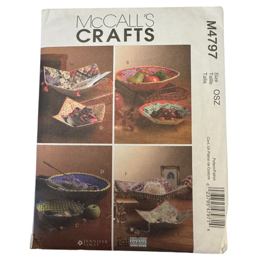 McCalls Sewing Pattern M4797 Fabric Bowl for Fat Quarters Table Decor Home Uncut