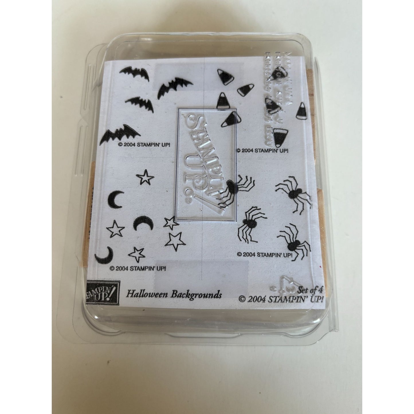 Stampin Up Rubber Stamp Set Halloween Backgrounds Bats Spiders Candy Corn Cardmaking Scrapbooking Craft