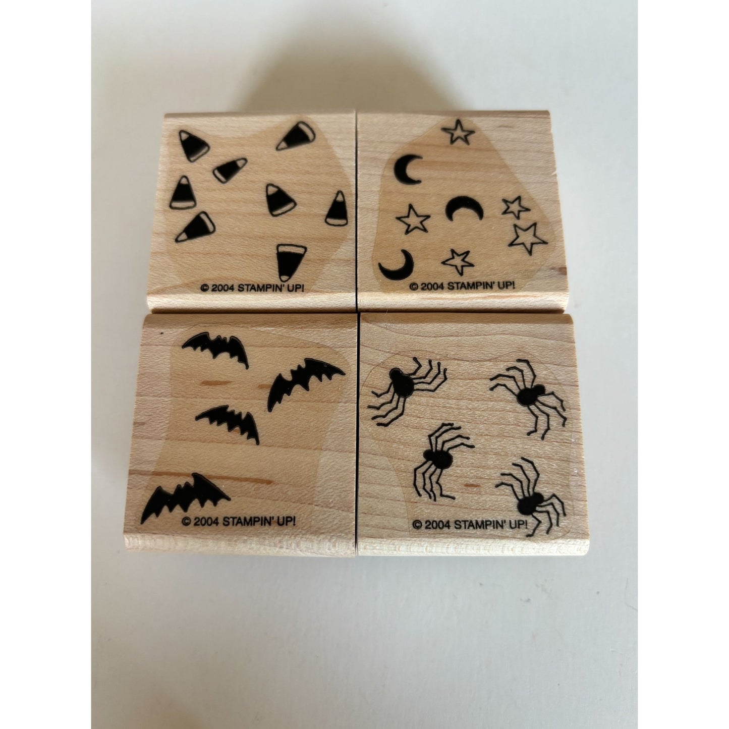 Stampin Up Rubber Stamp Set Halloween Backgrounds Bats Spiders Candy Corn Cardmaking Scrapbooking Craft