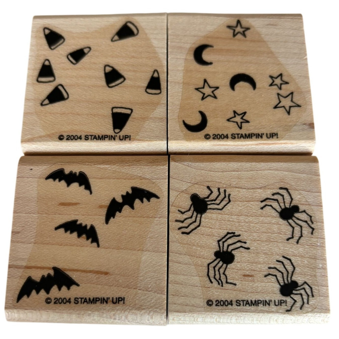 Stampin Up Rubber Stamp Set Halloween Backgrounds Bats Spiders Candy Corn Cardmaking Scrapbooking Craft