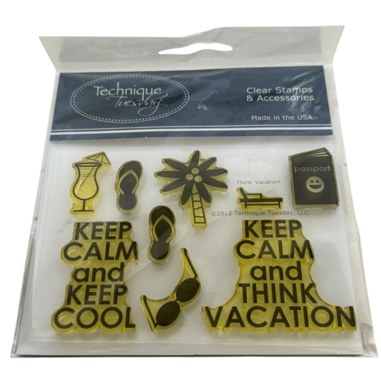 Technique Tuesday Clear Stamps Keep Calm Think Vacation Passport Palm Tree Shoes