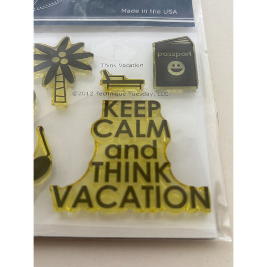 Technique Tuesday Clear Stamps Keep Calm Think Vacation Passport Palm Tree Shoes