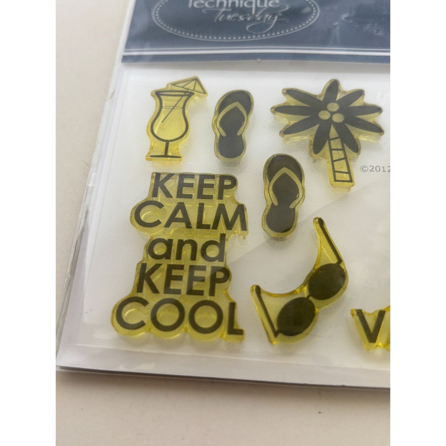 Technique Tuesday Clear Stamps Keep Calm Think Vacation Passport Palm Tree Shoes