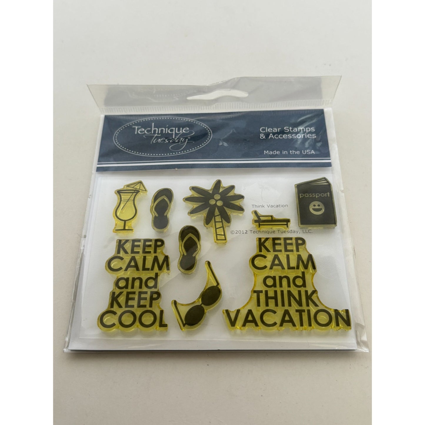 Technique Tuesday Clear Stamps Keep Calm Think Vacation Passport Palm Tree Shoes
