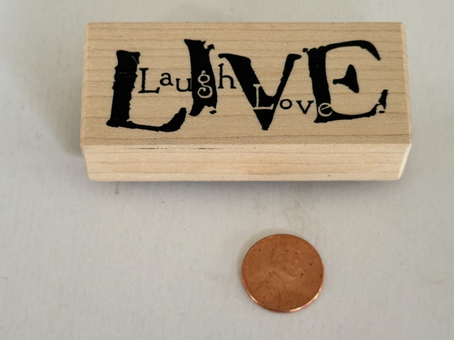 American Art Stamp Rubber Stamp Live Laugh Love Card Making Words Sentiment