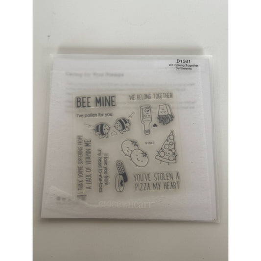 CTMH My Acrylix Acrylic Stamp Set We Belong Together Pizza Pun Vitamin Me Bees