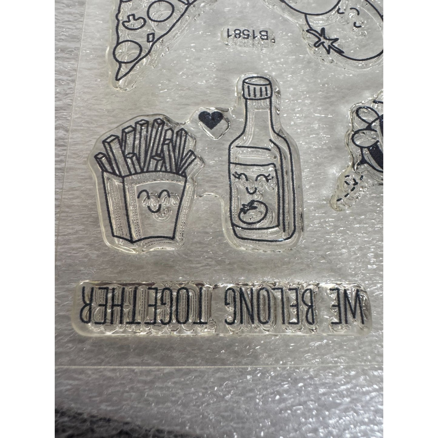 CTMH My Acrylix Acrylic Stamp Set We Belong Together Pizza Pun Vitamin Me Bees