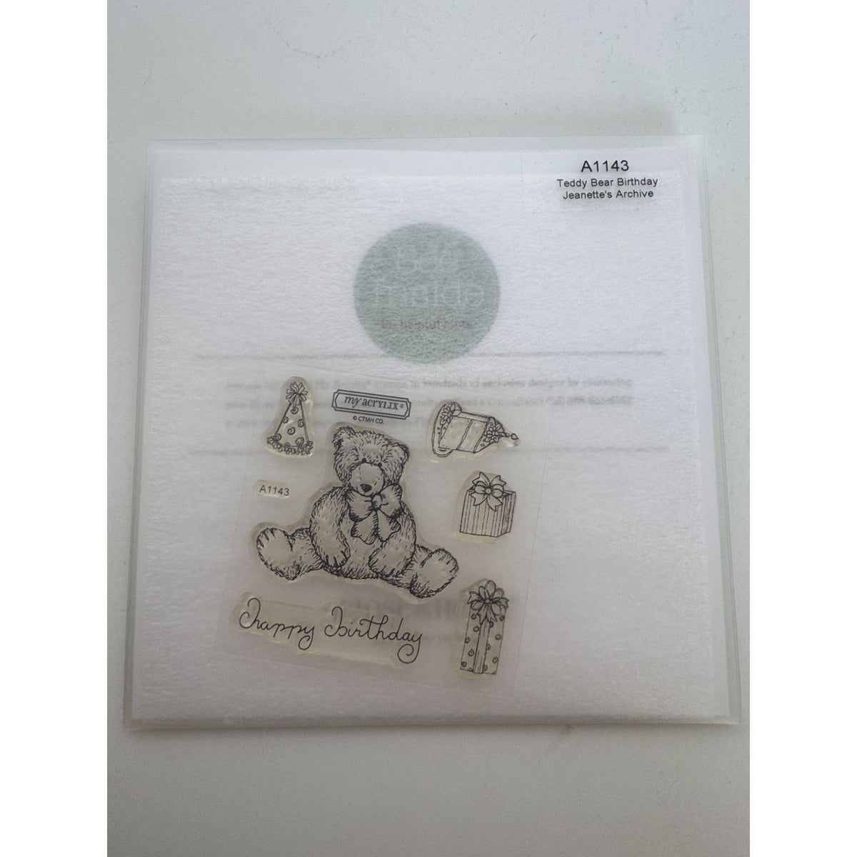 CTMH My Acrylix Acrylic Stamp Set Teddy Bear Birthday Cake Hat Gift Card Making