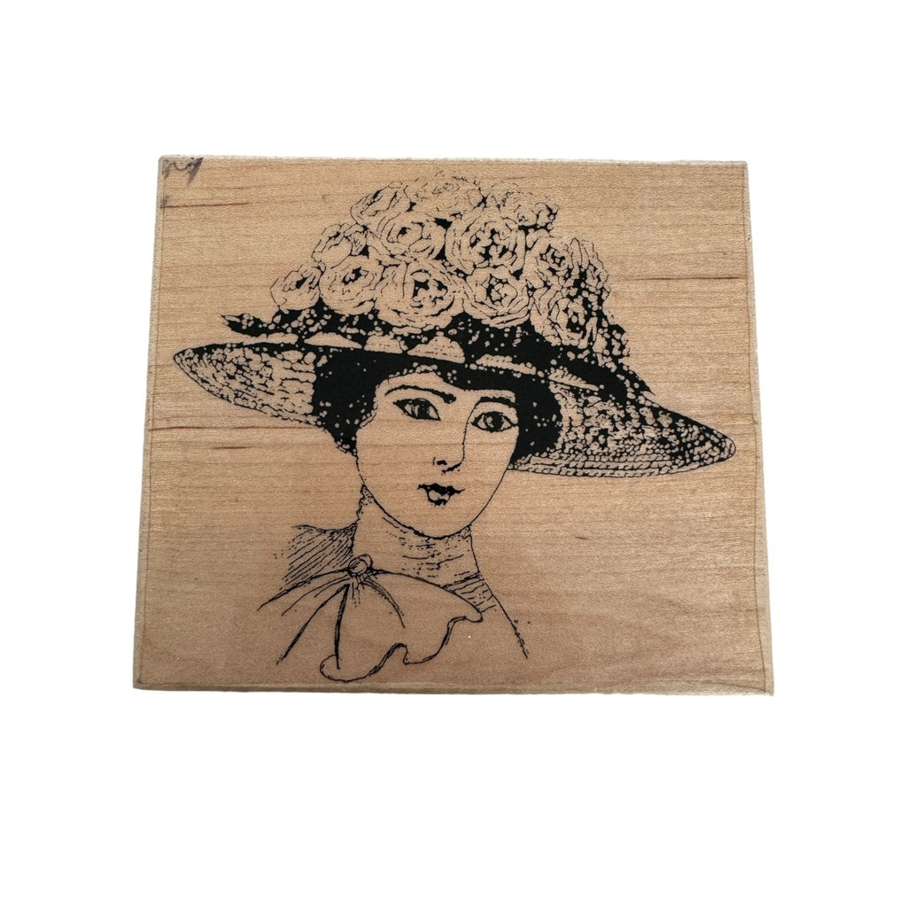 Postmodern Design Rubber Stamp Beverly Victorian Woman in Hat Tea Party Fashion
