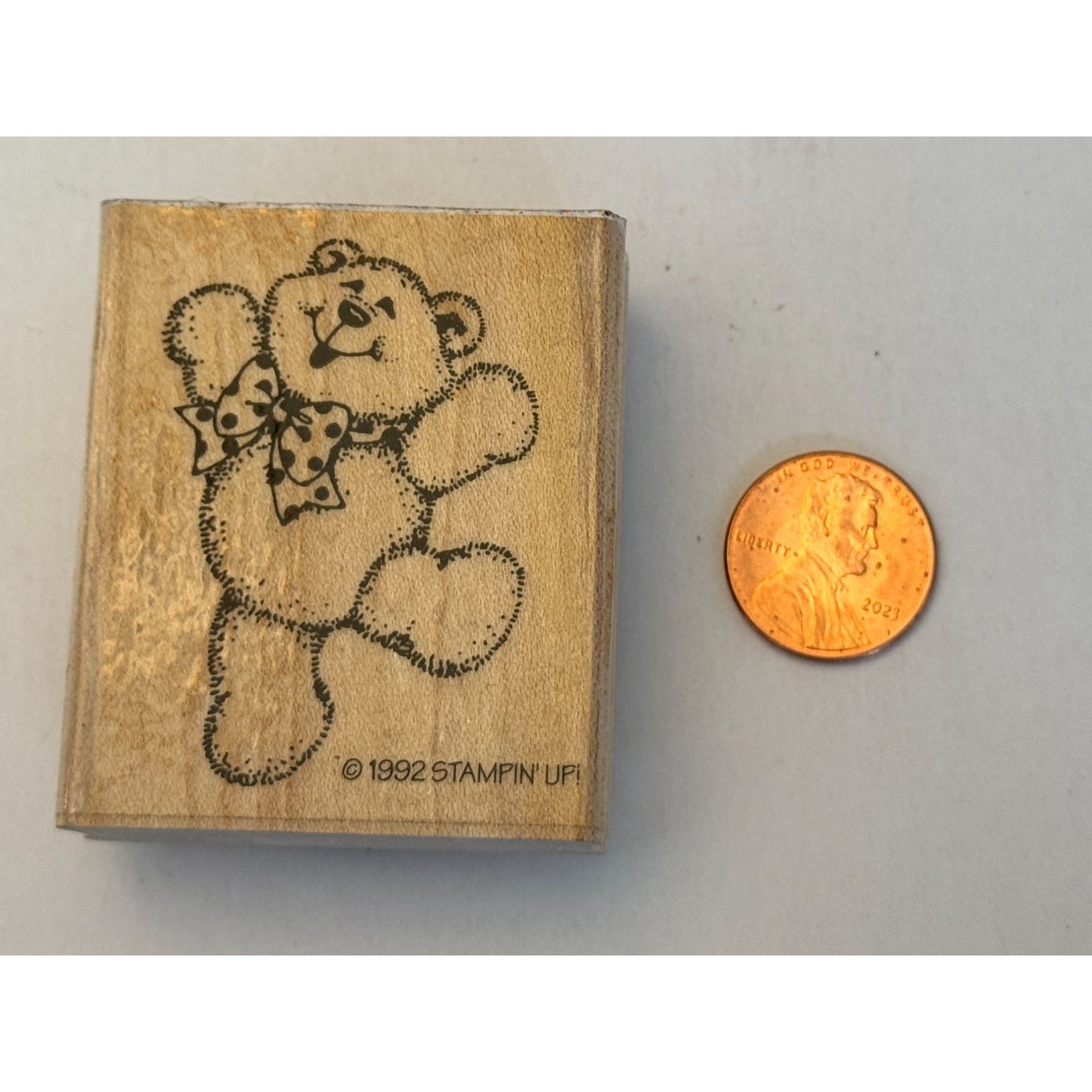 Stampin Up Rubber Stamp Teddy Bear Bow Tie Excitement Hug Friendship Card Making