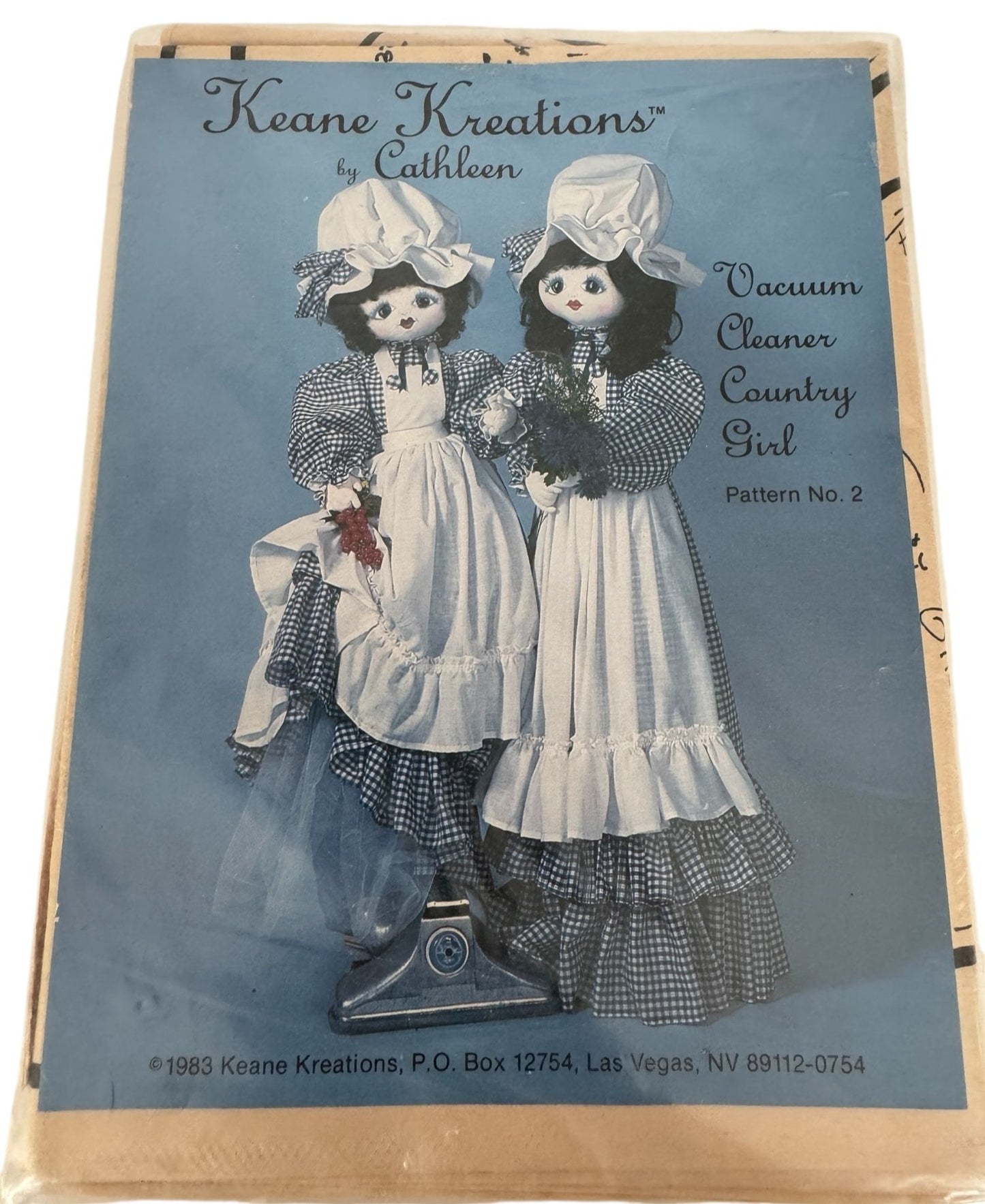 Keane Kreations Sewing Pattern Vacuum Cleaner Cover Country Girl Doll Vintage 2