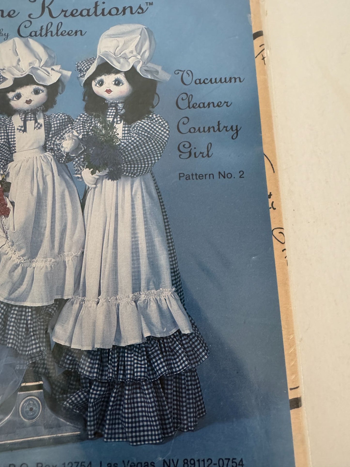 Keane Kreations Sewing Pattern Vacuum Cleaner Cover Country Girl Doll Vintage 2