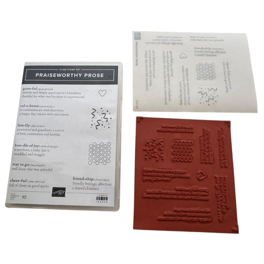 Stampin Up Cling Stamp Set Rubber Praiseworthy Prose Definitions Grateful Family