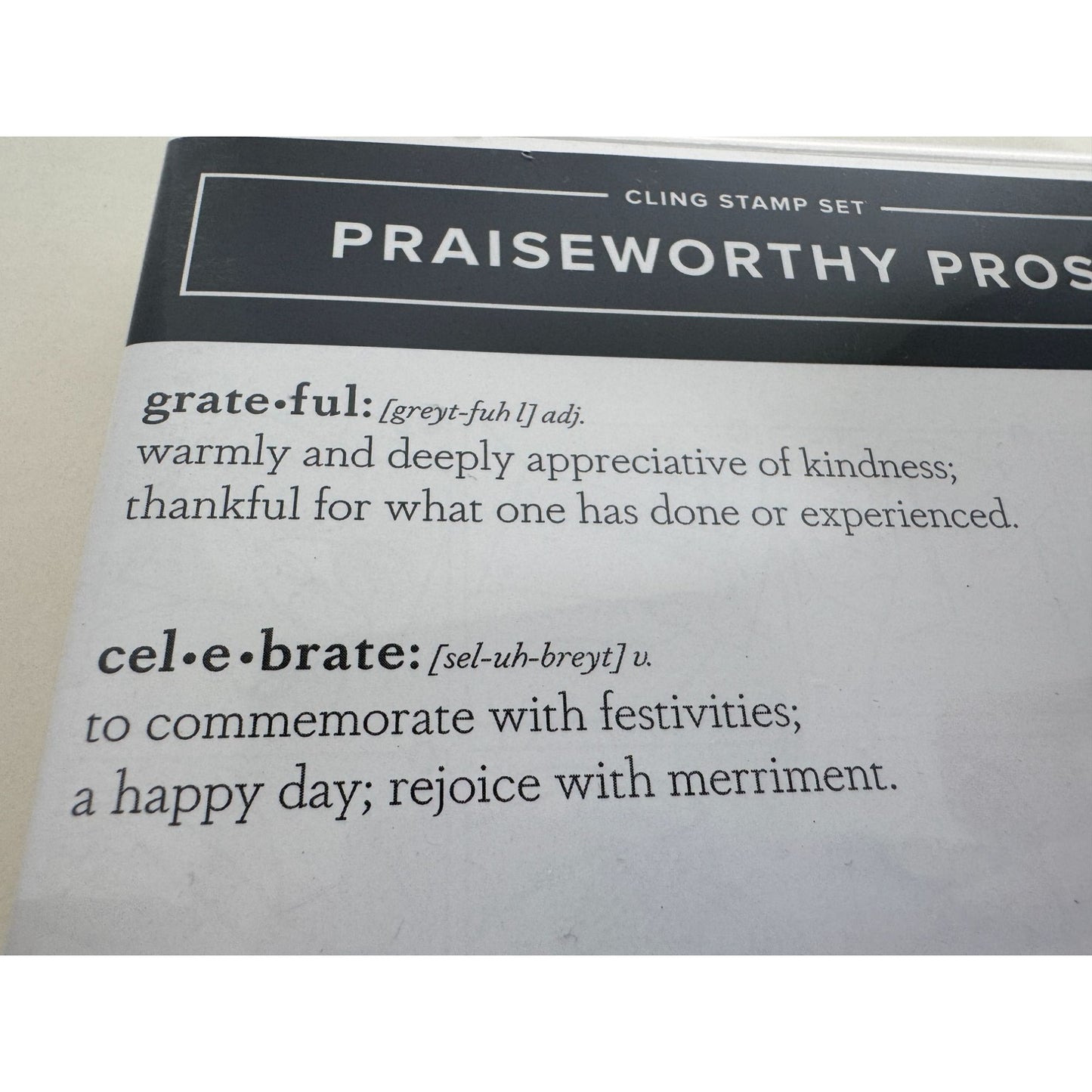 Stampin Up Cling Stamp Set Rubber Praiseworthy Prose Definitions Grateful Family