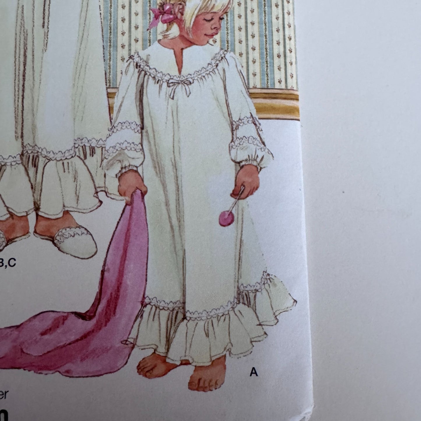 Simplicity Sewing Pattern 3586 Girls Nightgown Vintage Style Pajamas 2-6X Slippers Uncut