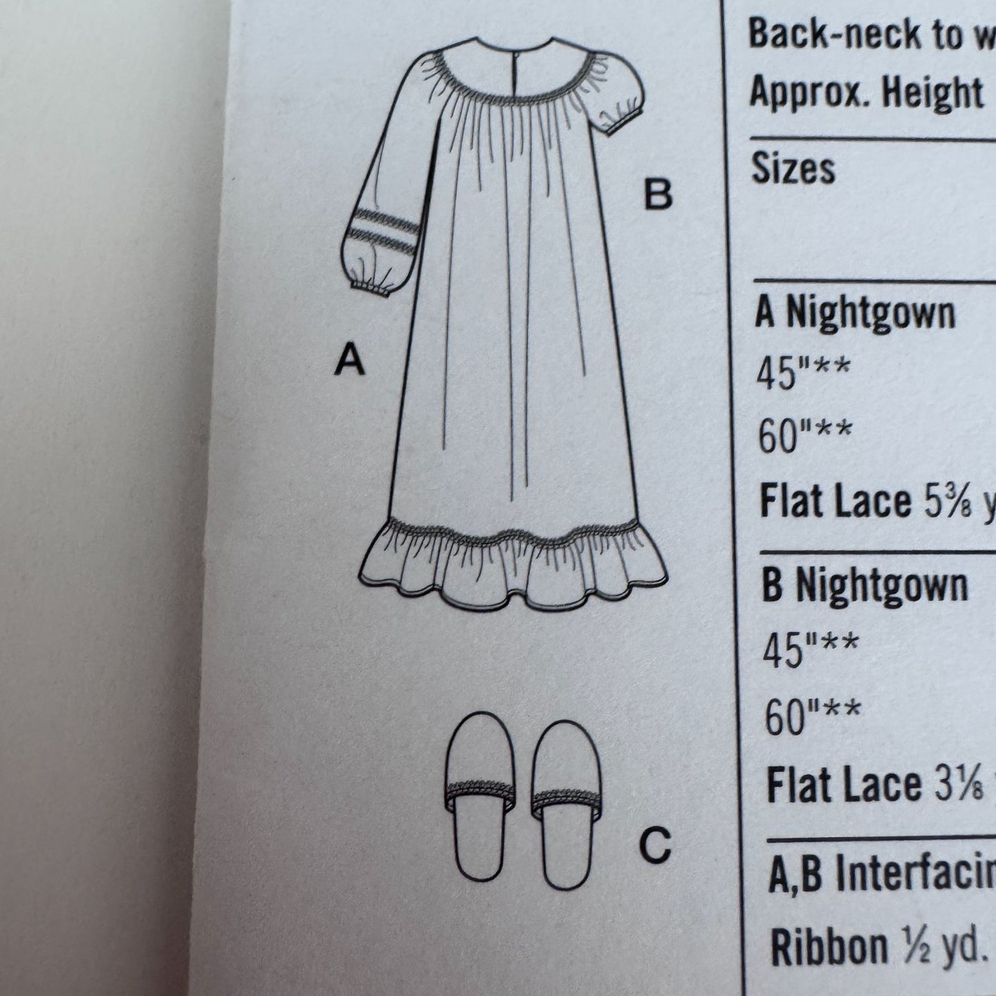 Simplicity Sewing Pattern 3586 Girls Nightgown Vintage Style Pajamas 2-6X Slippers Uncut