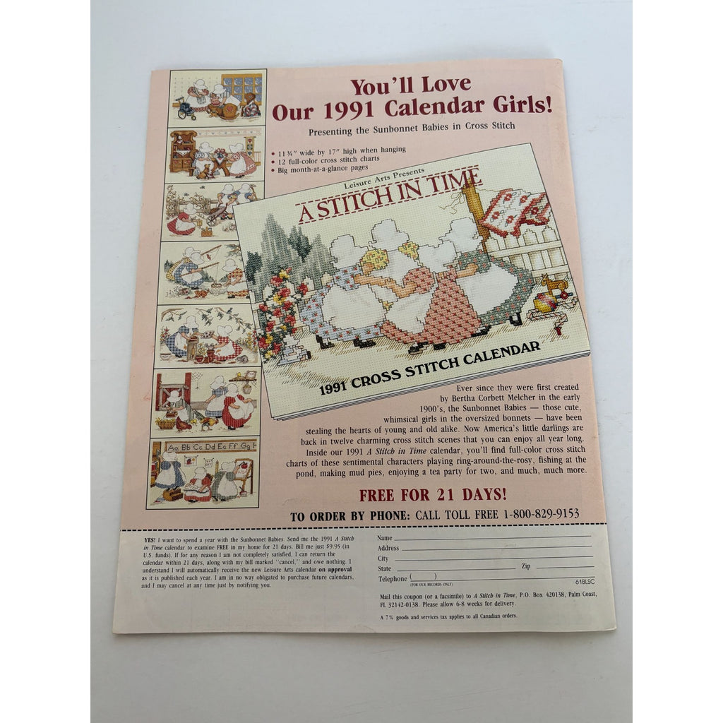 Leisure Arts The Magazine February 1991 Cross Stitch Knit Crochet Patterns Love